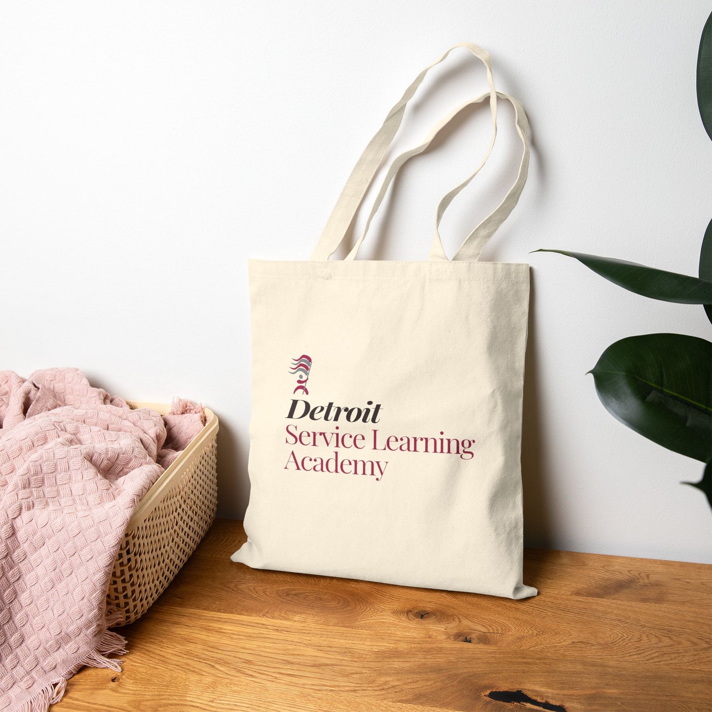 Cotton Canvas Tote Bag - Detroit Service Learning Academy Design