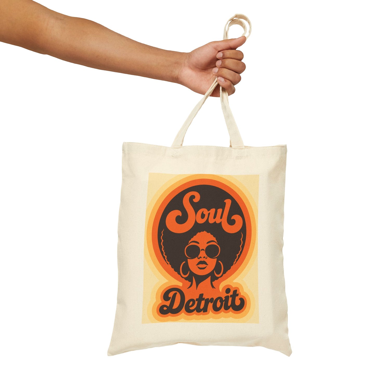 Soul Detroit Canvas Tote Bag — Retro 70s Soul Music Market Shopper Printify