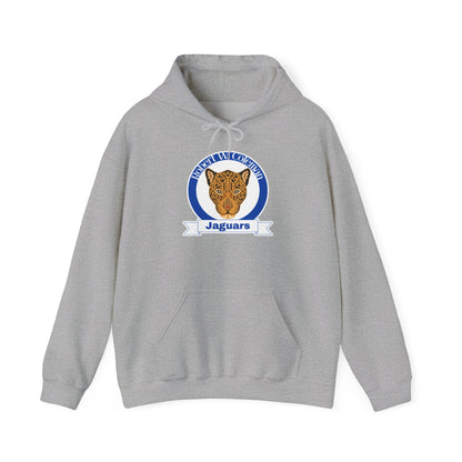 Coleman Jaguars Mascot Hoodie — Retro Blue Crest School Spirit Sweatshirt Printify