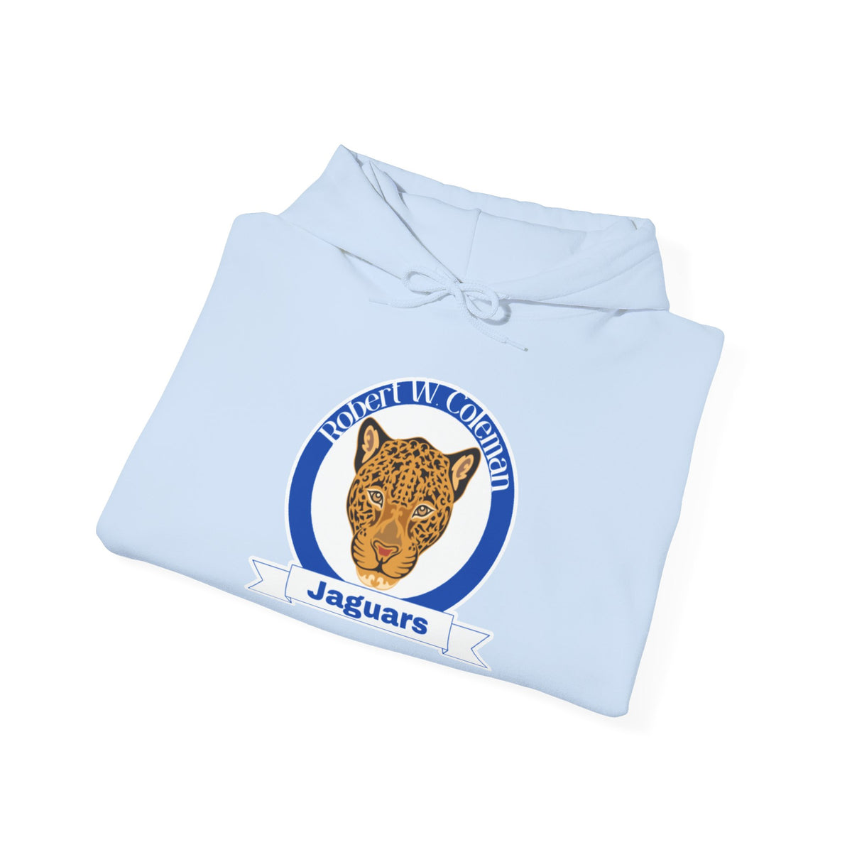 Coleman Jaguars Mascot Hoodie — Retro Blue Crest School Spirit Sweatshirt Printify