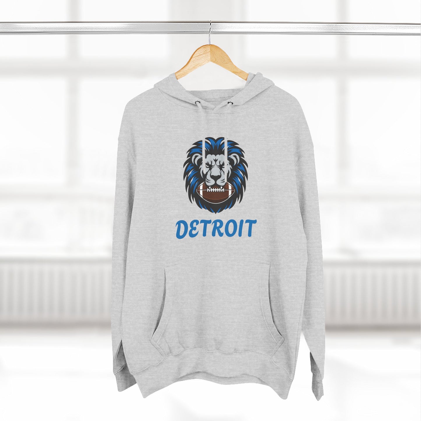 Detroit Lion Crest Hoodie — Vintage Sports Fleece Pullover Printify