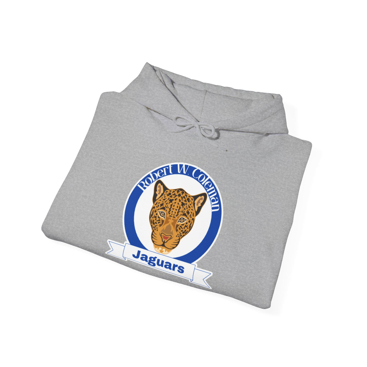 Coleman Jaguars Mascot Hoodie — Retro Blue Crest School Spirit Sweatshirt Printify