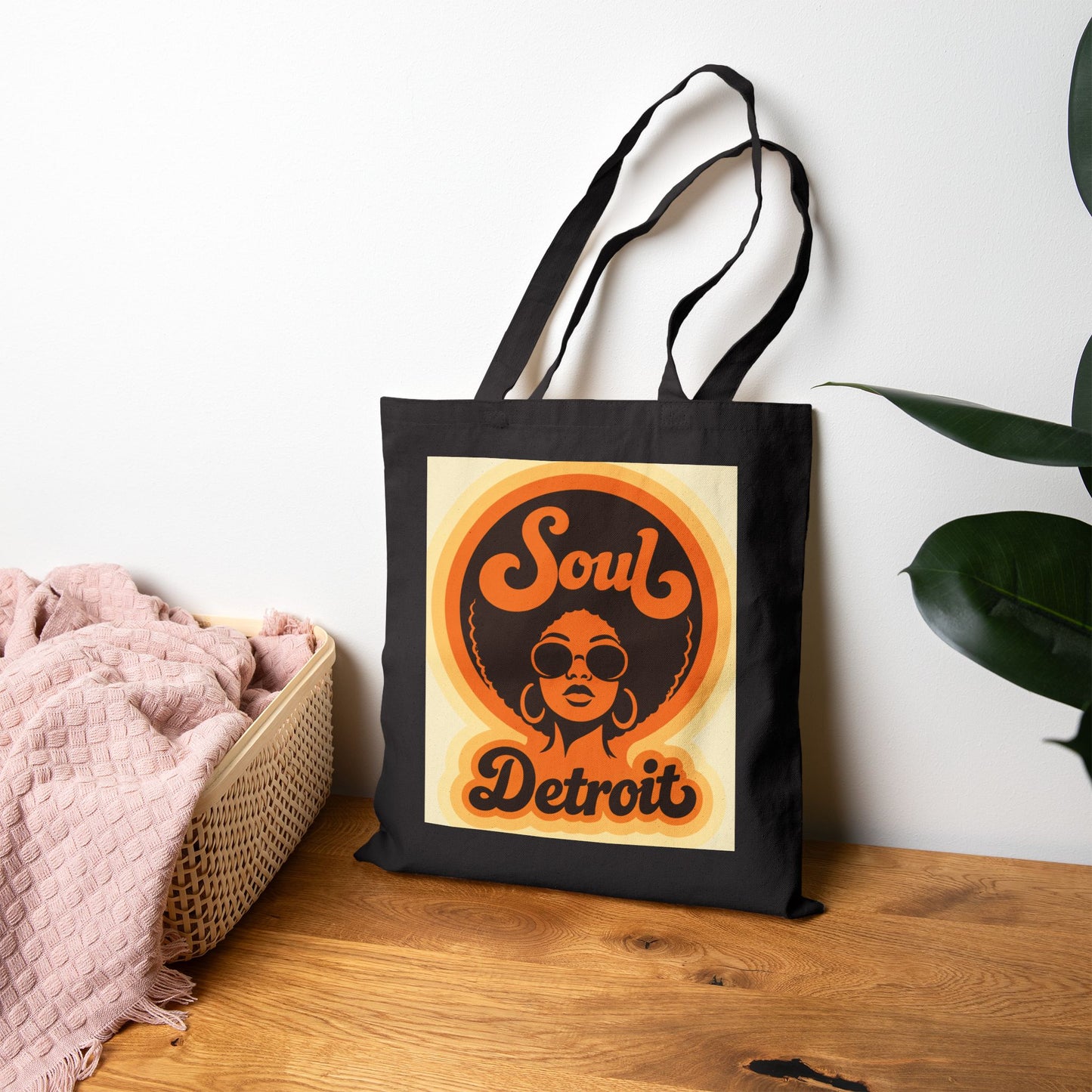 Soul Detroit Canvas Tote Bag — Retro 70s Soul Music Market Shopper Printify