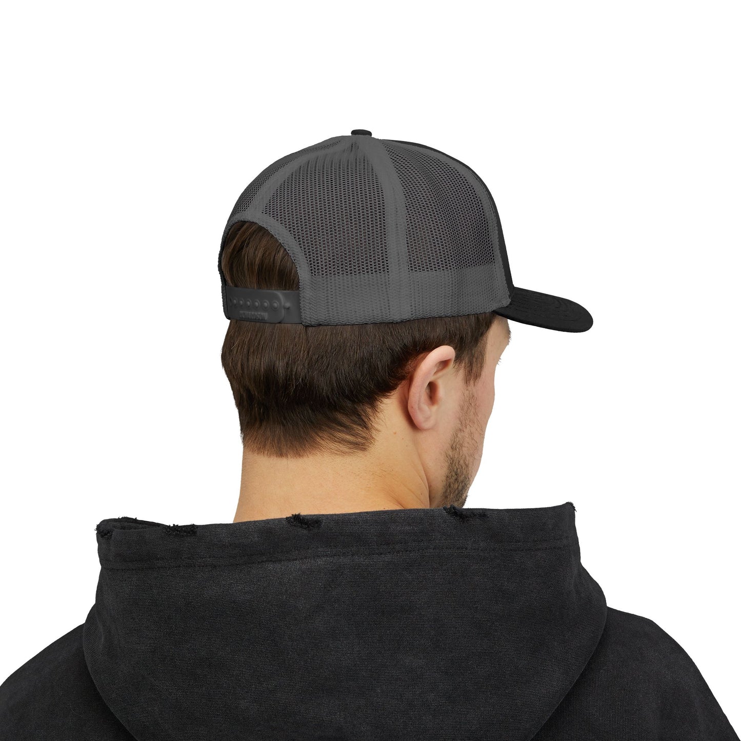 Copy of DEM Logo Snapback Trucker Cap — Red Mesh Baseball Hat Printify