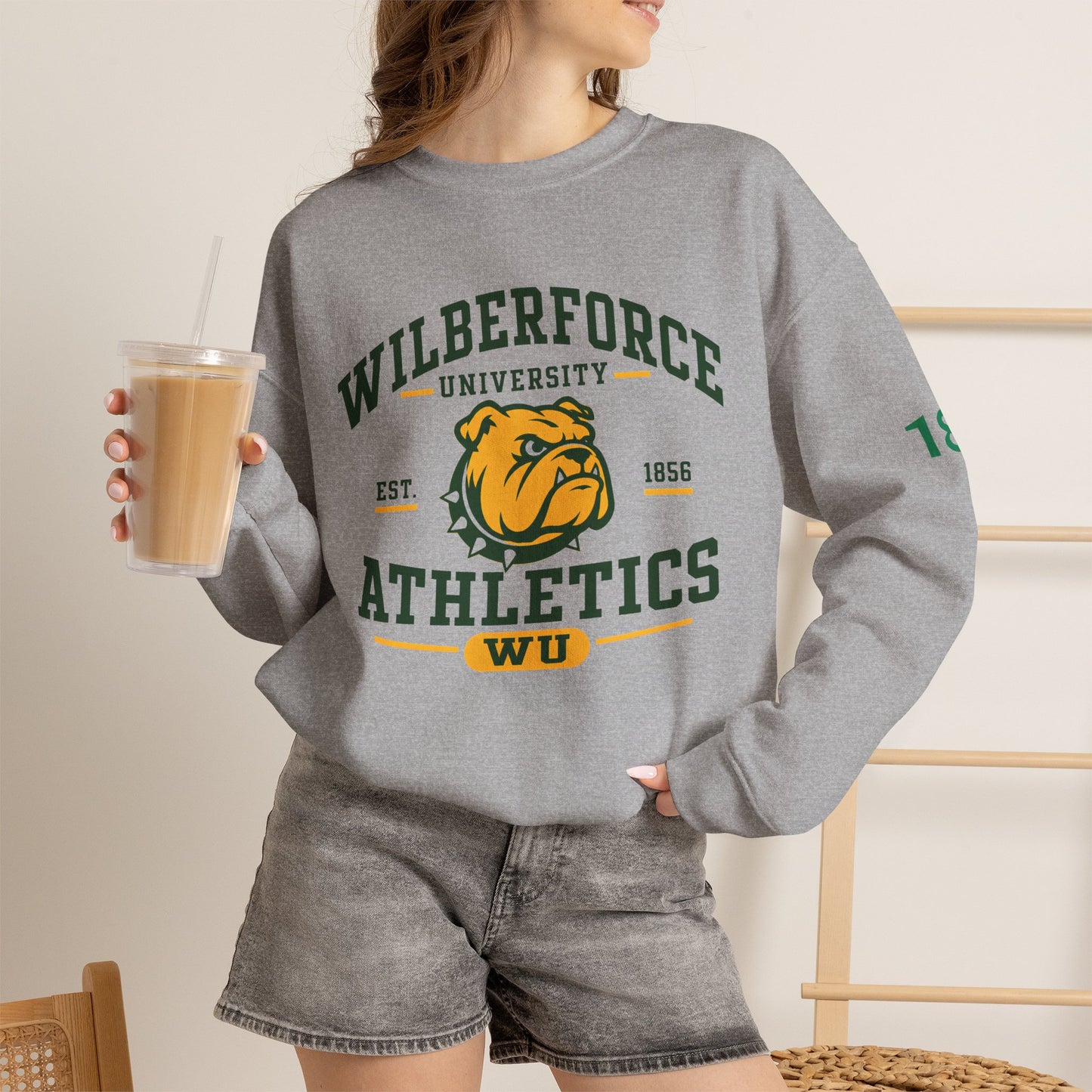 Wilberforce University Athletics Crewneck Sweatshirt — Bulldog Collegiate Pullover Printify