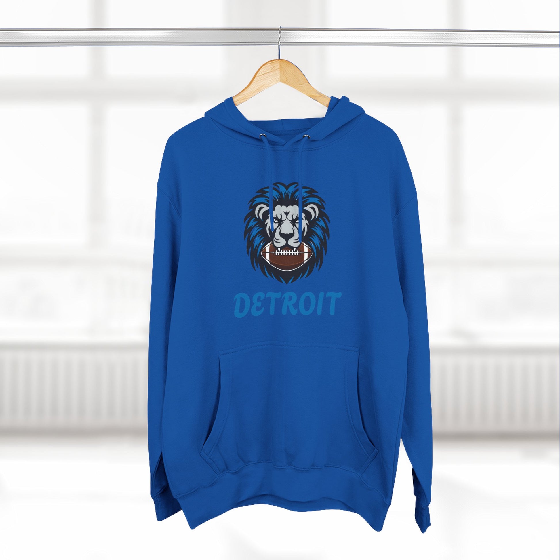 Detroit Lion Crest Hoodie — Vintage Sports Fleece Pullover Printify