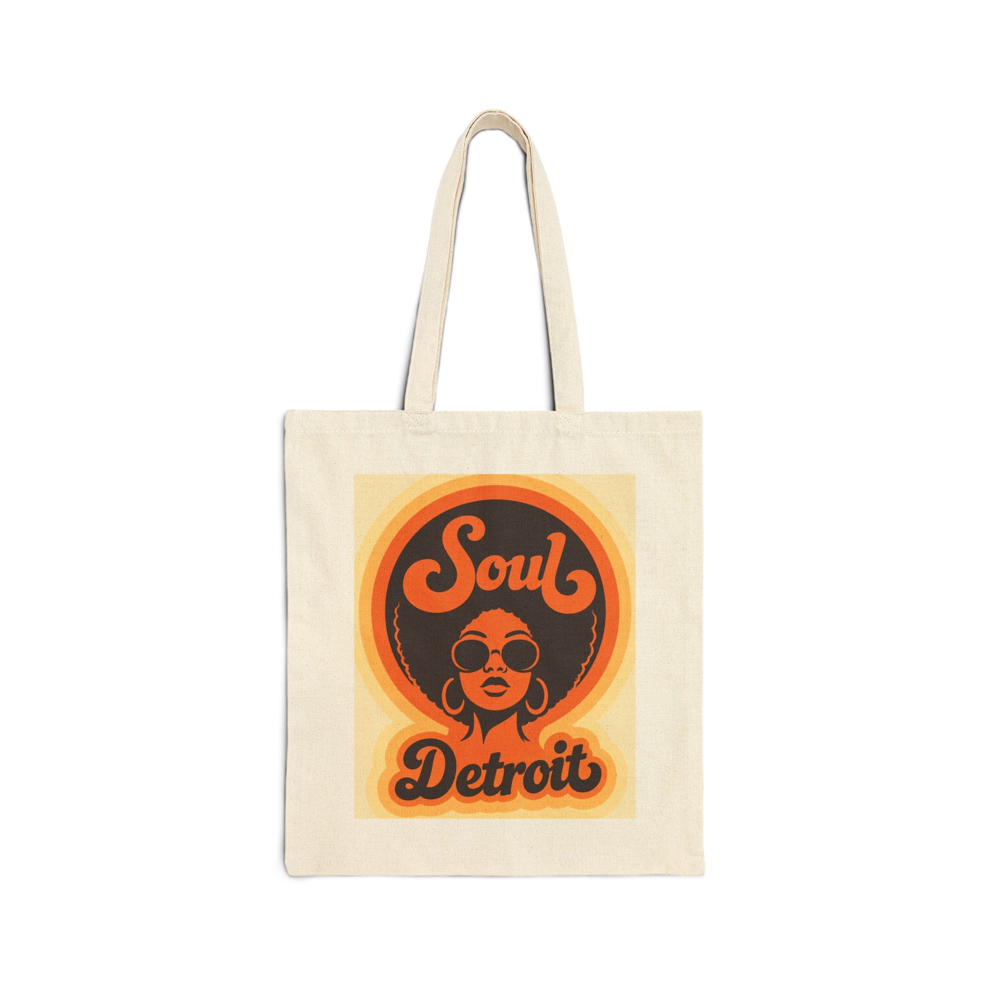 Soul Detroit Canvas Tote Bag — Retro 70s Soul Music Market Shopper Printify