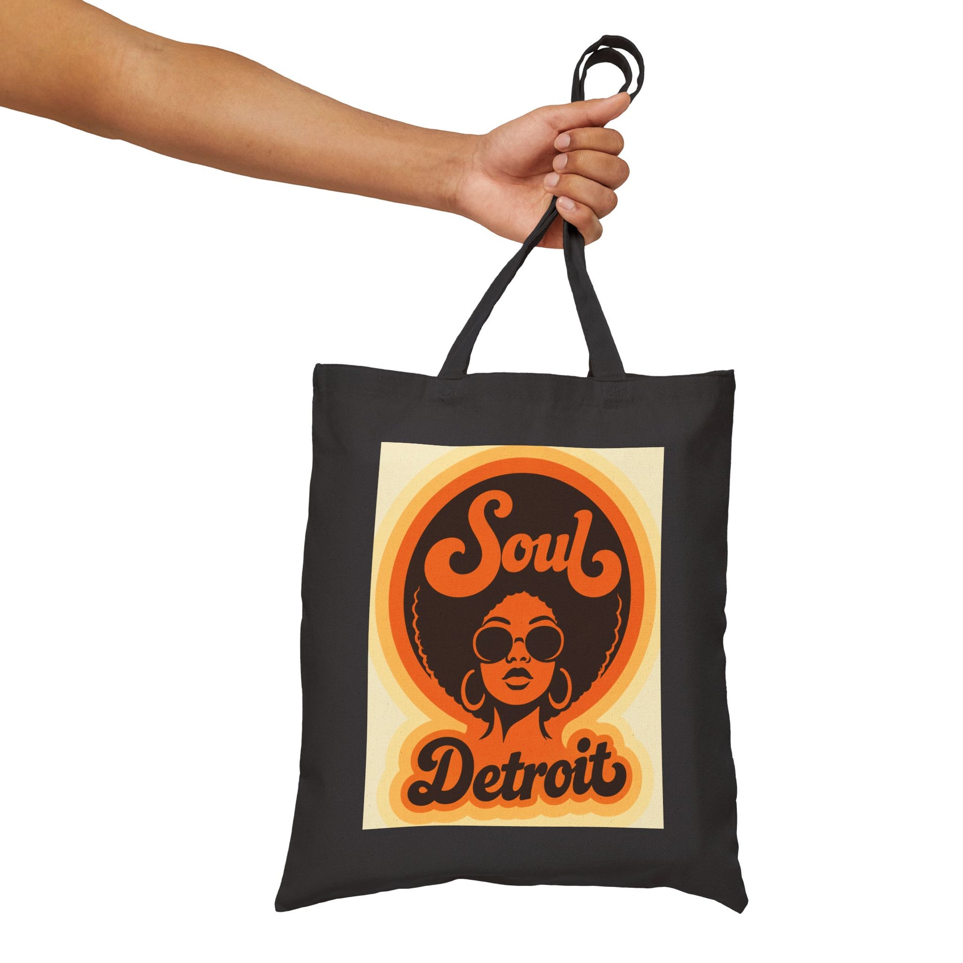 Soul Detroit Canvas Tote Bag — Retro 70s Soul Music Market Shopper Printify