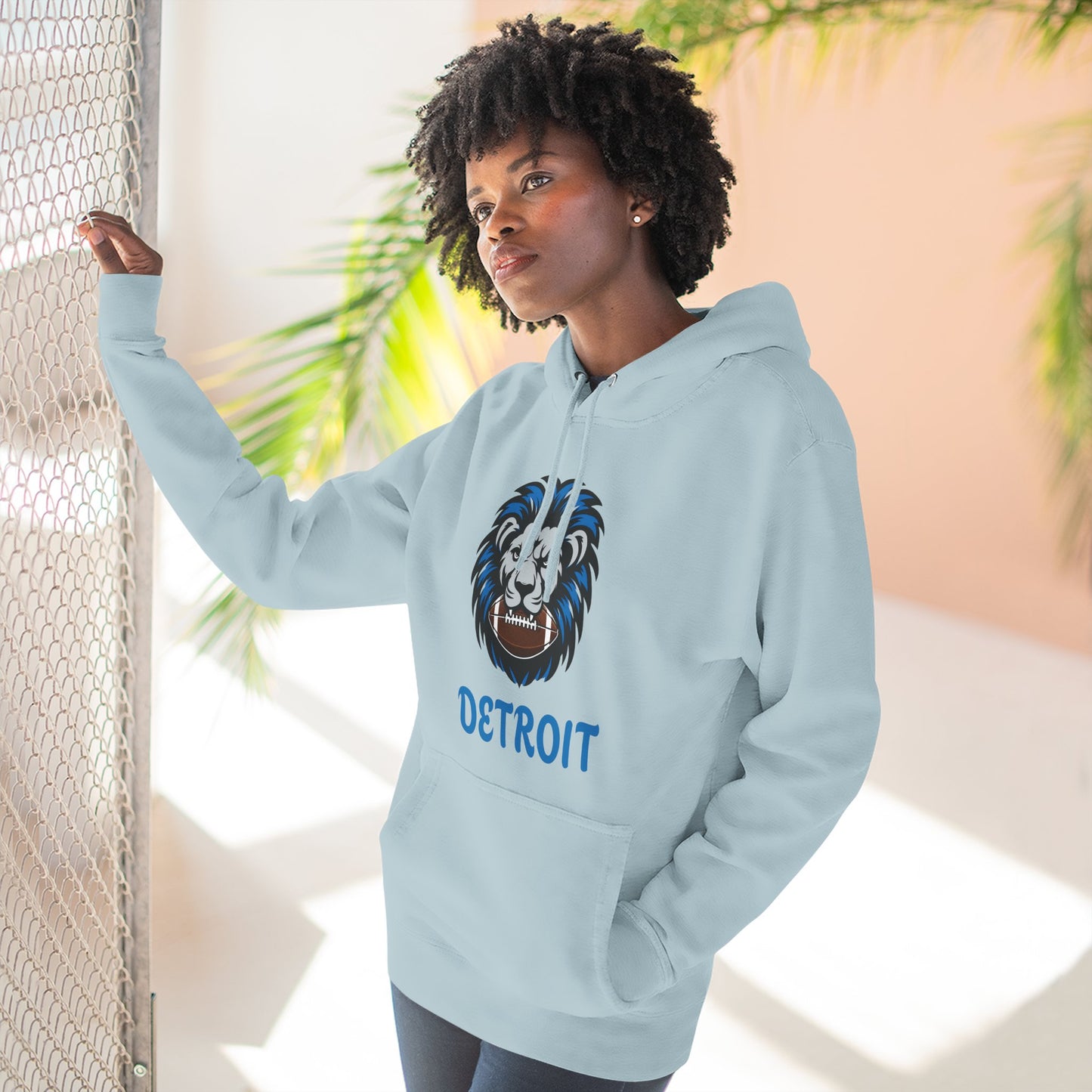Detroit Lion Crest Hoodie — Vintage Sports Fleece Pullover Printify