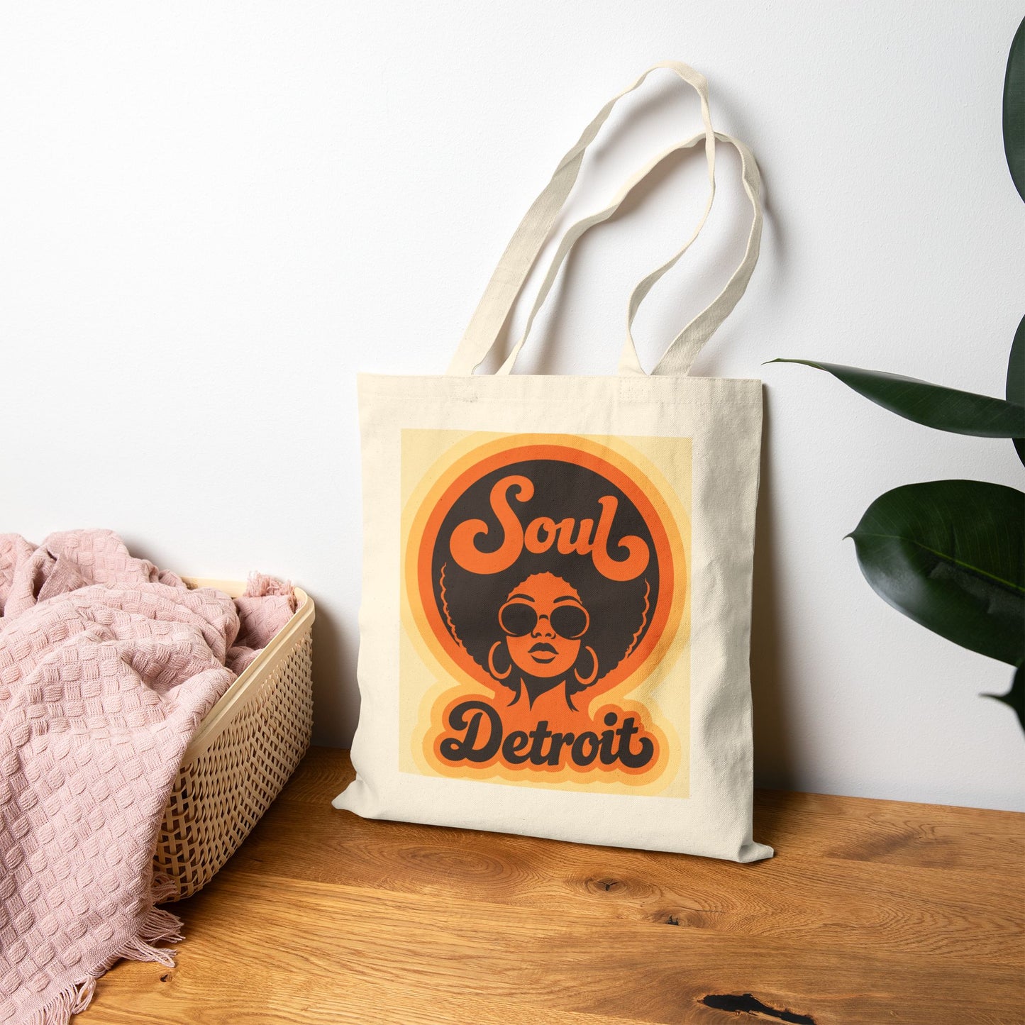 Soul Detroit Canvas Tote Bag — Retro 70s Soul Music Market Shopper Printify
