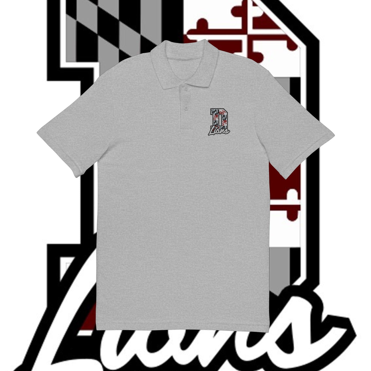 Maryland Flag Embroidered Polo Shirt — Small Chest Crest, Classic White Pique