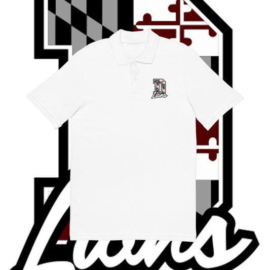 Maryland Flag Embroidered Polo Shirt — Small Chest Crest, Classic White Pique