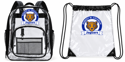 Robert W. Coleman Clear Drawstring Bag – Black Trim LaserCraft Design Studios