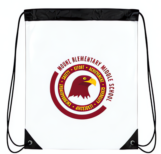 Mount Royal Elementary/Middle School Logo Drawstring Bag Lasercraft Design