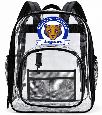 Robert W. Coleman Premium Clear Backpack – Black Trim LaserCraft Design Studios