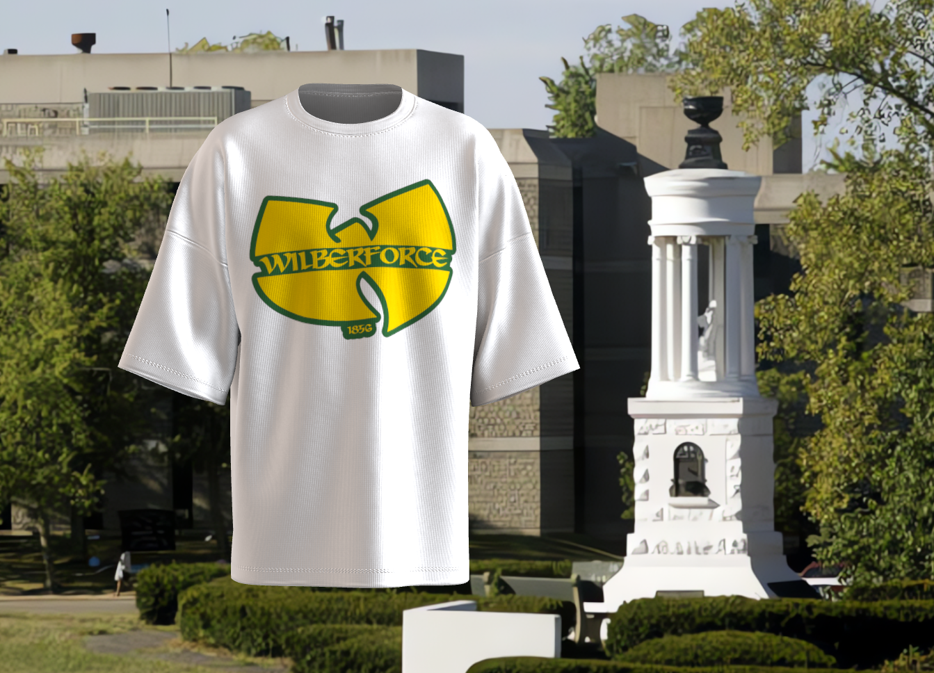 Wu-Tang Style Logo Tee — Wilberforce University Vintage Hip-Hop Graphic T-Shirt