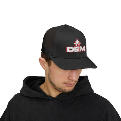 Copy of DEM Logo Snapback Trucker Cap — Red Mesh Baseball Hat - Lasercraft Design