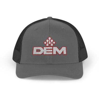 Copy of DEM Logo Snapback Trucker Cap — Red Mesh Baseball Hat - Lasercraft Design