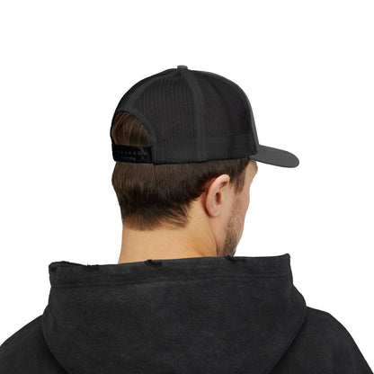 DEM Logo Snapback Trucker Cap — Red Mesh Baseball Hat - Lasercraft Design