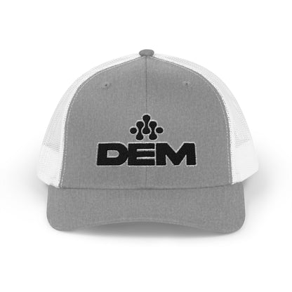 DEM Logo Snapback Trucker Cap — Red Mesh Baseball Hat - Lasercraft Design