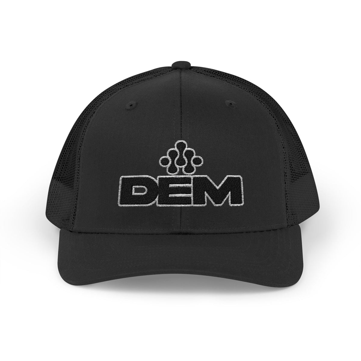 DEM Logo Snapback Trucker Cap — Red Mesh Baseball Hat - Lasercraft Design