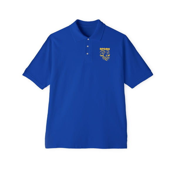 Roland Park Elementary/Middle Royal Blue Polo — Embroidered Gold Lion Crest 'RFCMS'