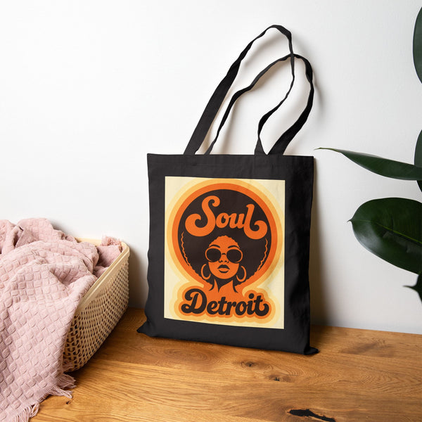 Soul Detroit Canvas Tote Bag — Retro 70s Soul Music Market Shopper